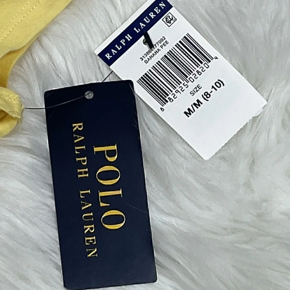 NEW Polo Ralph Lauren Polo Bear T-Shirt Girls Medium 8/10 Yellow Banana Peel
